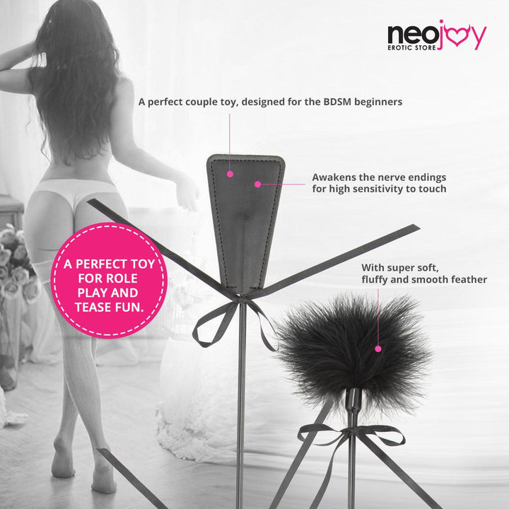 Neojoy Fancy Tickler Double ended with Silicone and Feathers - Black 15.74 inch - 40cm 6