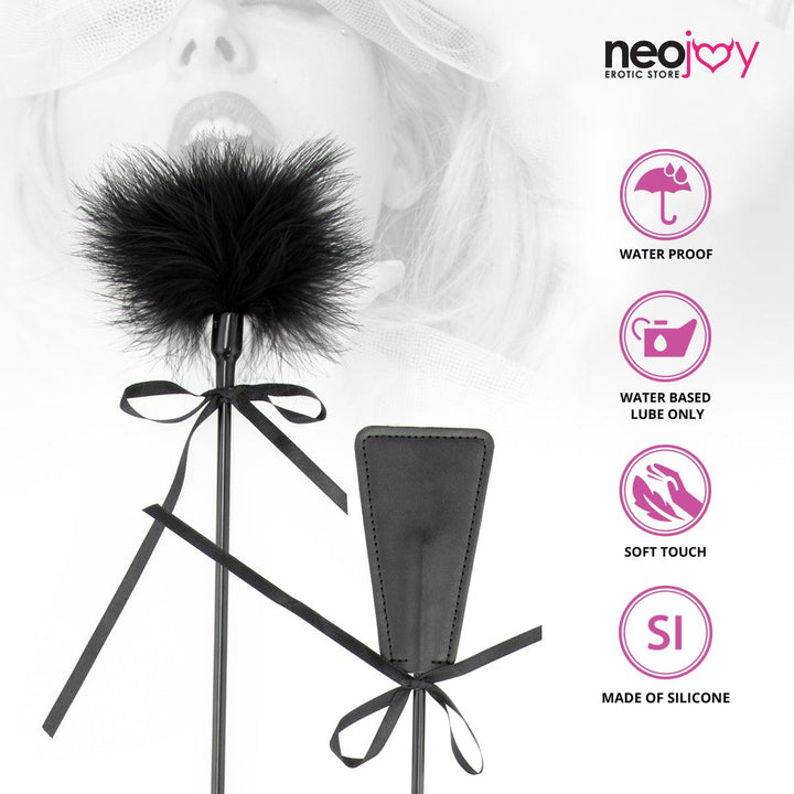 Neojoy Fancy Tickler Double ended with Silicone and Feathers - Black 15.74 inch - 40cm 7