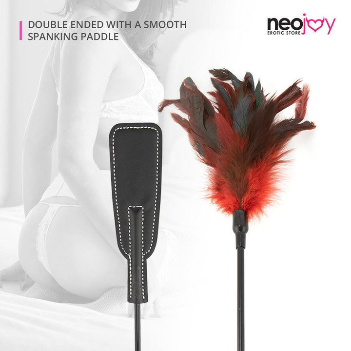 Neojoy Feather Spanker Double ended with Silicone and Feathers - Black 22.44 inch - 57cm 3