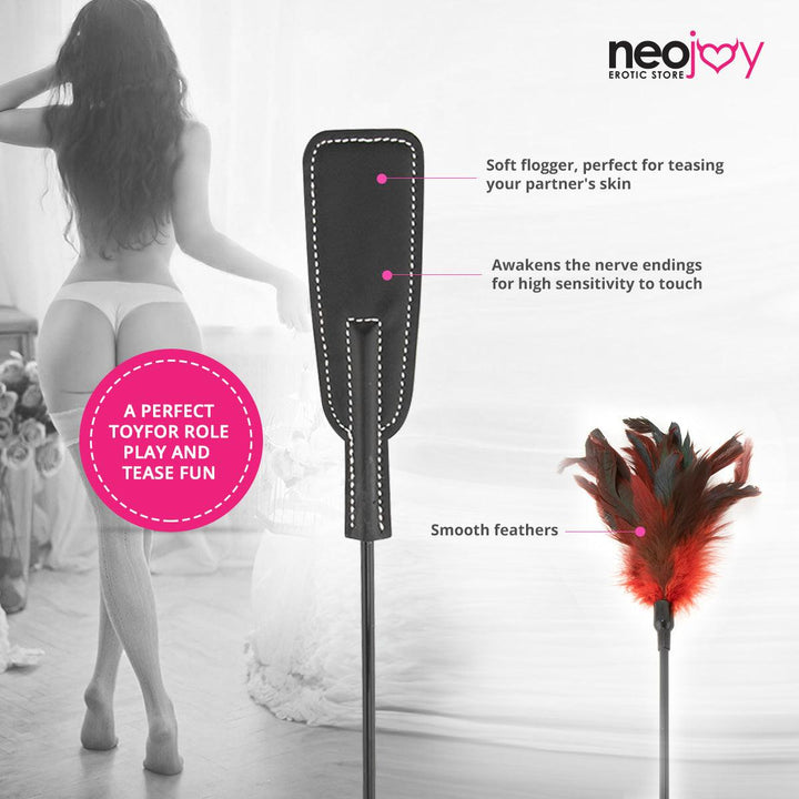 Neojoy Feather Spanker Double ended with Silicone and Feathers - Black 22.44 inch - 57cm 6