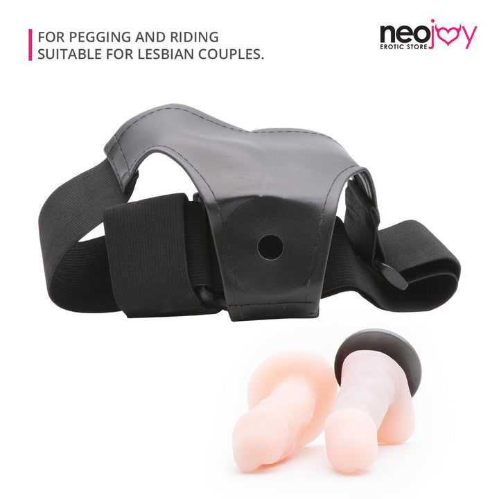 Neojoy Curvy Strap-on - Realistic Double Dildo Strap-On Harness - Sex Toy for Lesbian Couples Pegging Riding - G-Spot P-Spot Penetration - Lucidtoys