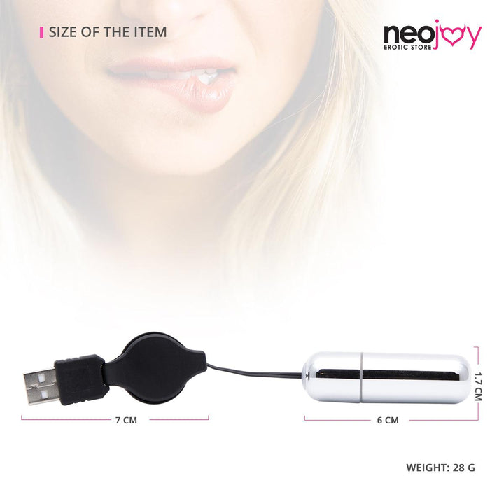 Neojoy Controlled Bullet - USB Plug Bullet Vibrator - Clitoral Anal Vaginal Toy - Lucidtoys