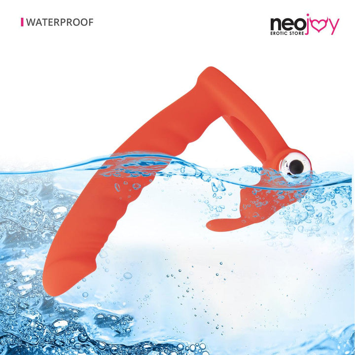 Neojoy Rabbit Shaft Ring - Silicone - 14.5cm - Red - Lucidtoys