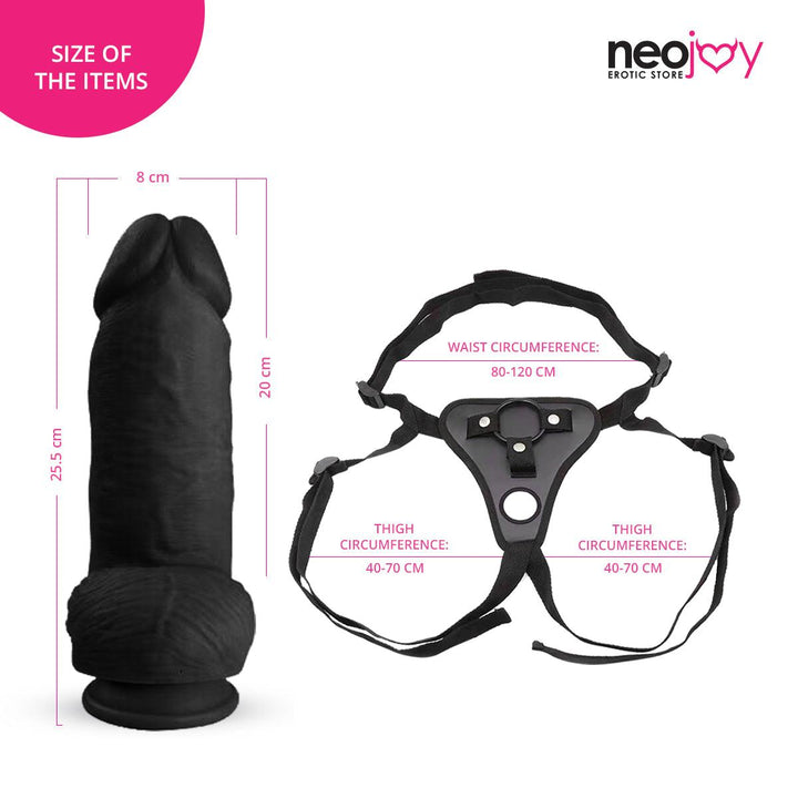 Neojoy Bigger Bad Boy Dildo With Strap-On - Dong Pegging Sex Toy - 25.5cm - 10 inch