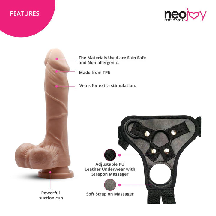 Neojoy - Carved Dildo With Strap-On Dong Pegging - Flesh - Lucidtoys