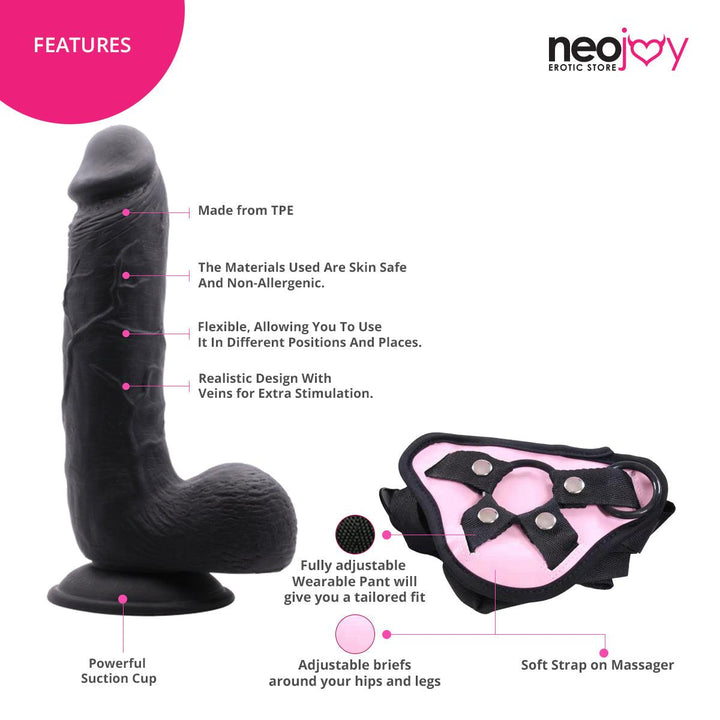 Neojoy - Chubby Dildo With Strap-On Dong - 21.34cm - 8.4 inch