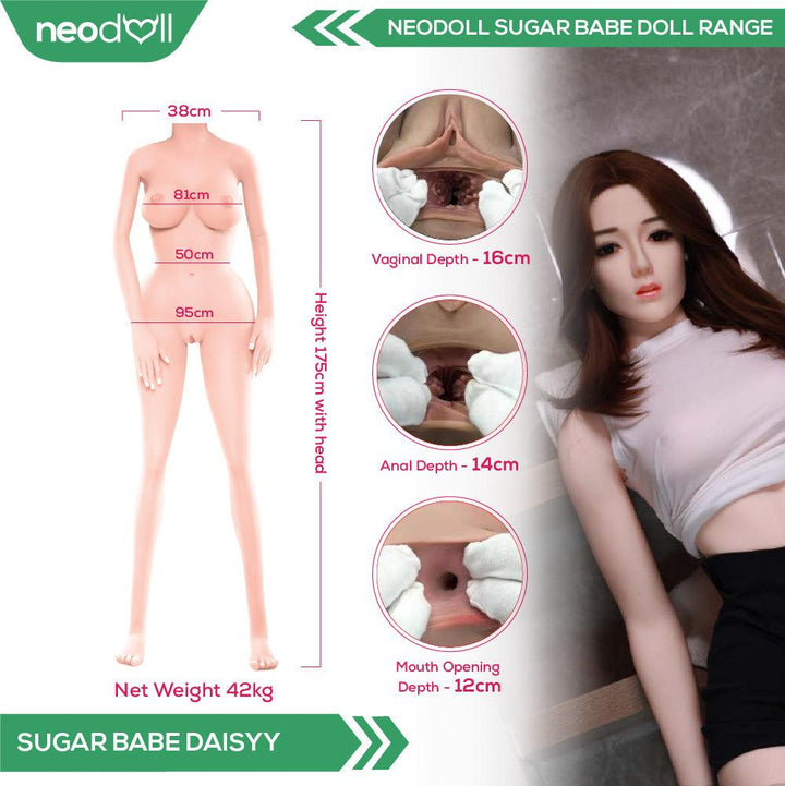 Neodoll Sugar Babe - Daisyy - Realistic Sex Doll - Gel Breast - Uterus - 175cm - Natural - Lucidtoys