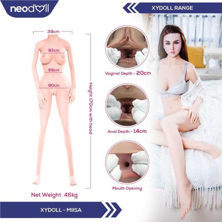 XYDoll - Misa - Silicone TPE Hybrid Sex Doll - 170cm- Implanted Hair - Gel Breast - Natural - Lucidtoys