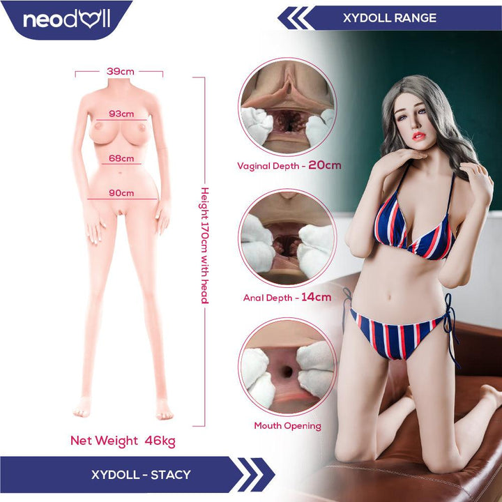 XYDoll - Stacy - Silicone TPE Hybrid Sex Doll - Gel Breast - 170cm- Natural - Lucidtoys