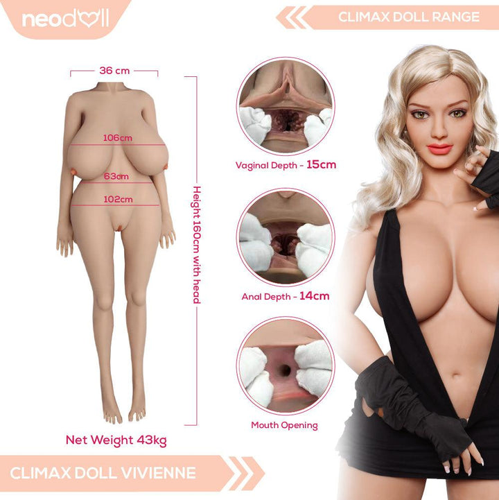Climax Doll - Vivienne - Realistic Sex Doll - Gel Breast - Fat Body - 160cm - Tan - Lucidtoys