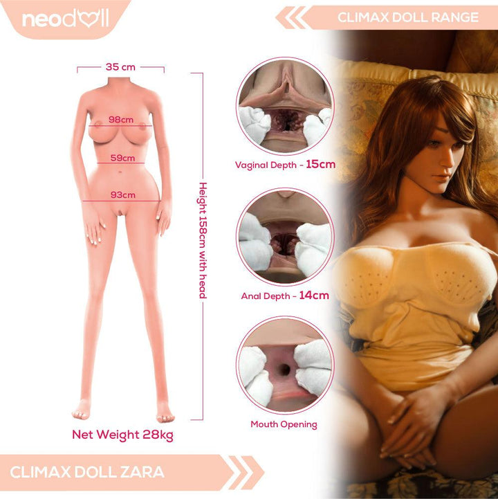 Climax Doll - Zara - Realistic Sex Doll - Gel Breast - 158cm - Tan - Lucidtoys