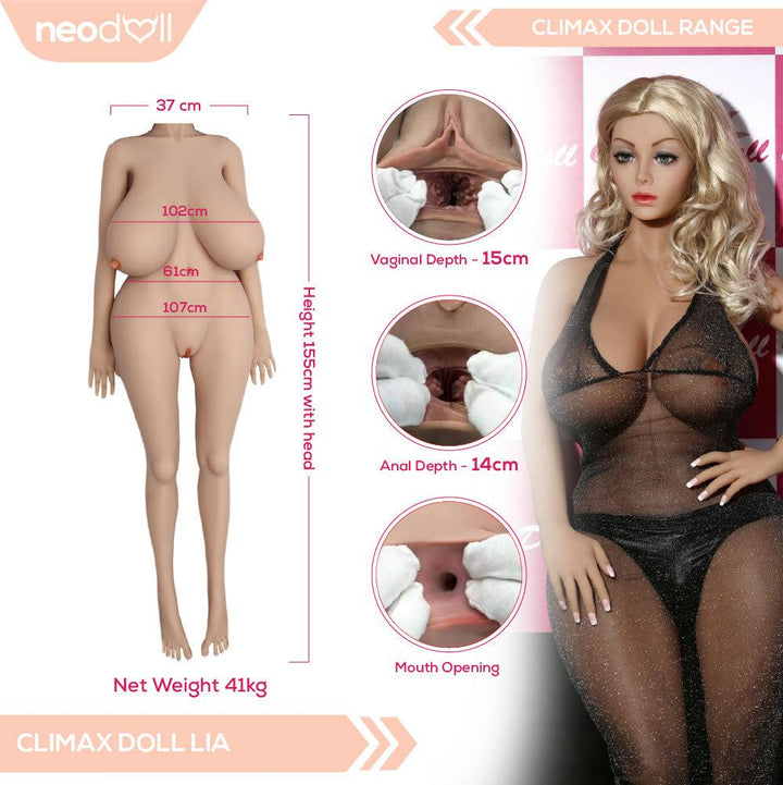 Climax Doll - Lia - Realistic Sex Doll - Gel Breast - 155cm - Tan - Lucidtoys
