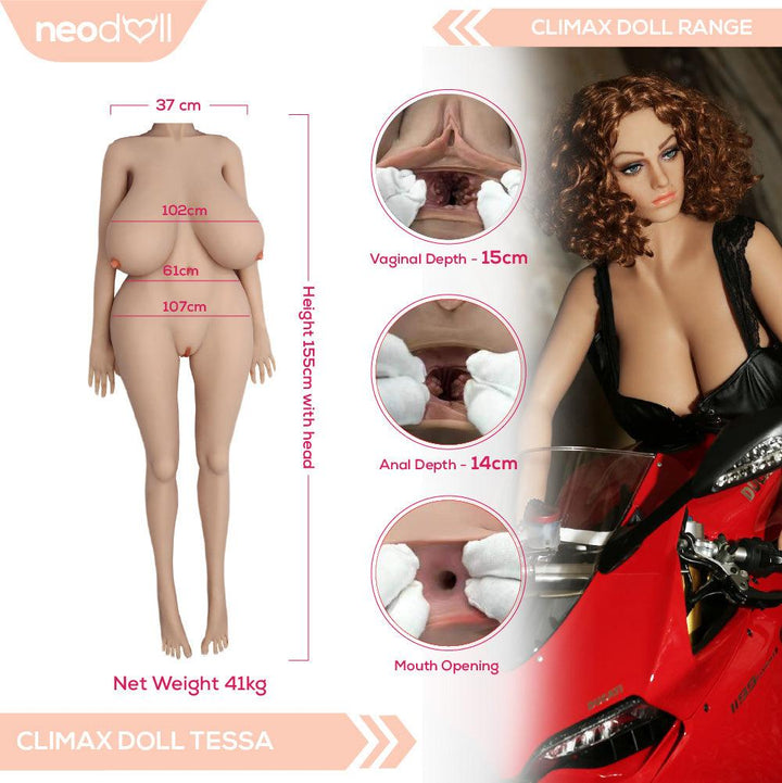 Climax Doll - Tessa - Realistic Sex Doll - Gel Breast - 155cm - Tan - Lucidtoys