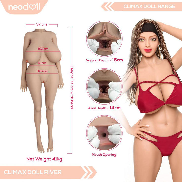 Climax Doll - River - Realistic Sex Doll - Gel Breast - 155cm - Tan - Lucidtoys