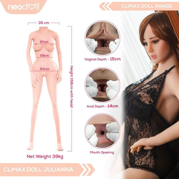 Climax Doll - Julianna - Realistic Sex Doll - Gel Breast - 158cm - White - Lucidtoys