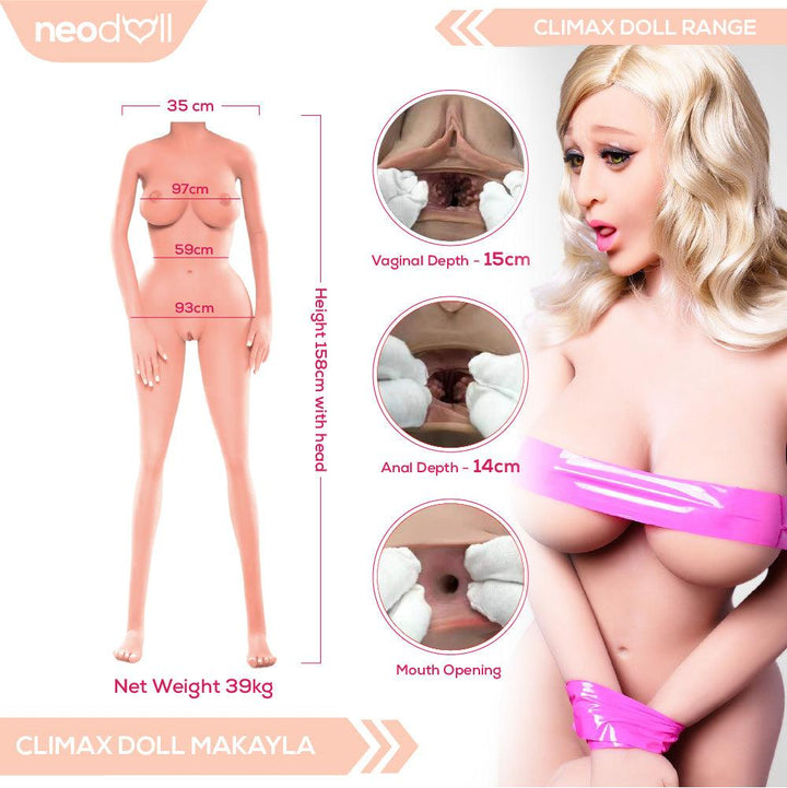 Climax Doll - Makayla - Realistic Sex Doll - Gel Breast - 158cm - Tan - Lucidtoys