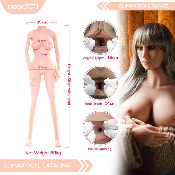Climax Doll - Catalina - Realistic Sex Doll - Gel Breast - 158cm - White - Lucidtoys