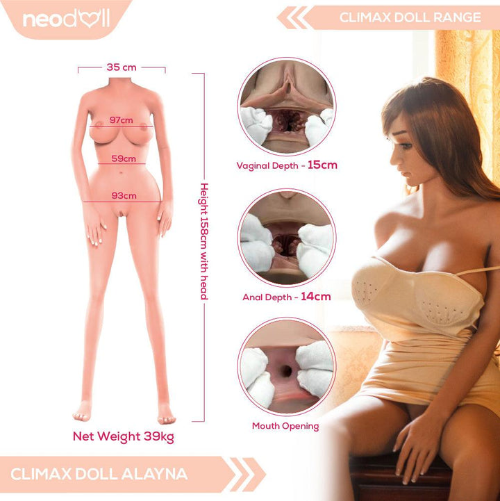 Climax Doll - Alayna - Realistic Sex Doll - Gel Breast - 158cm - Tan - Lucidtoys