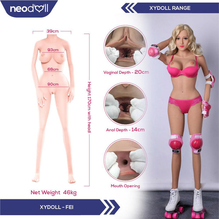 XYDoll - Fei - Silicone TPE Hybrid Sex Doll - Gel Breast - 170cm - Natural - Lucidtoys