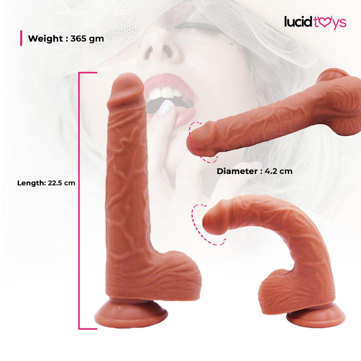 Neojoy - Realstic Silicone Dildo With Suction Cup - 22.5cm - 365gm - Flesh - Lucidtoys
