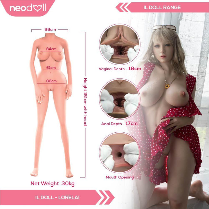 IL Doll - Lorelai - Silicone TPE Hybrid Sex Doll - Gel Breast - 151cm - Natural - Lucidtoys