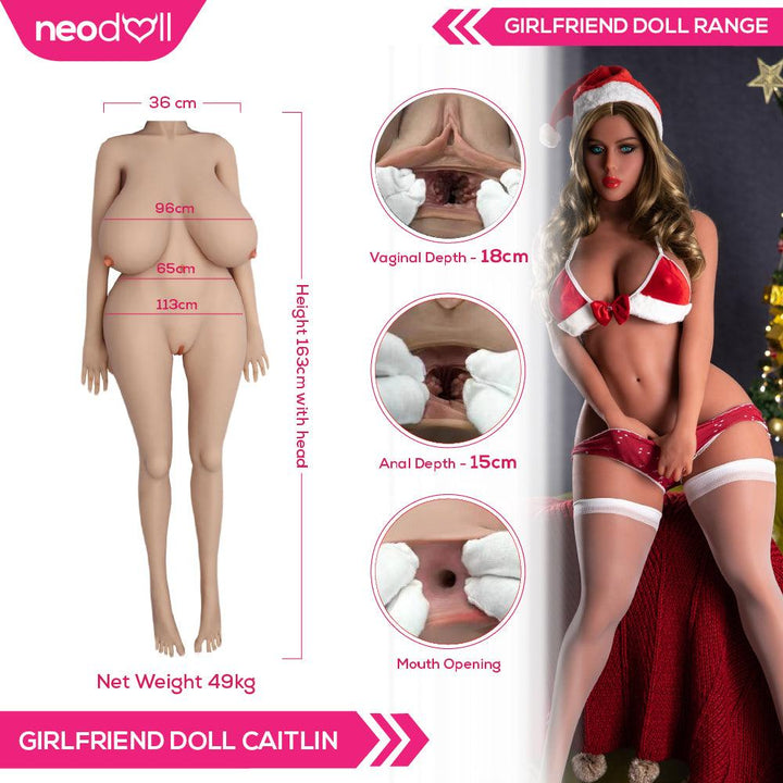 Neodoll Girlfriend Caitlin - Realistic Sex Doll - Fat Body - 163cm - Tan - Lucidtoys