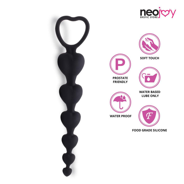 Neojoy Medium Anal Beads Silicon Black 7.0 inch - 18 cm Anal Beeds - lucidtoys.com Dildo vibrator sex toy love doll