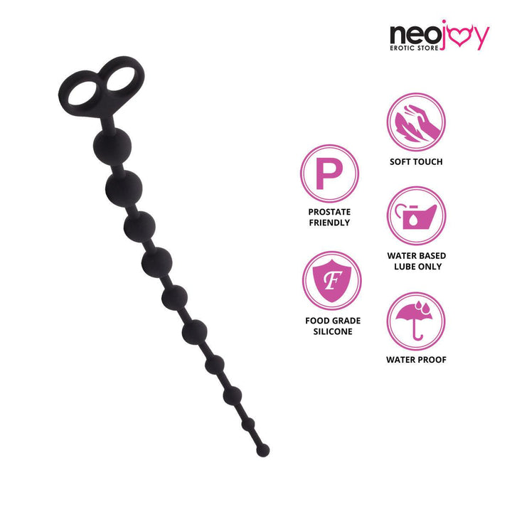 Neojoy Anal Beads Silicon with double loops Black - Extra Large 12.9 inch - 33 cm Anal Beeds - lucidtoys.com Dildo vibrator sex toy love doll