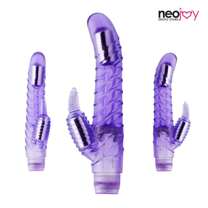 Neojoy Double Stimulator Jelly Rabbit Vibrator Multiple Speed Functions Soft TPE - Lucidtoys