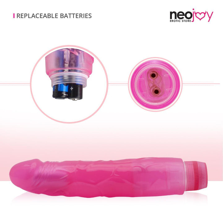 Neojoy Dildo Vibrator Multiple Speed Function Soft TPE Pink 7 inch- Sub1