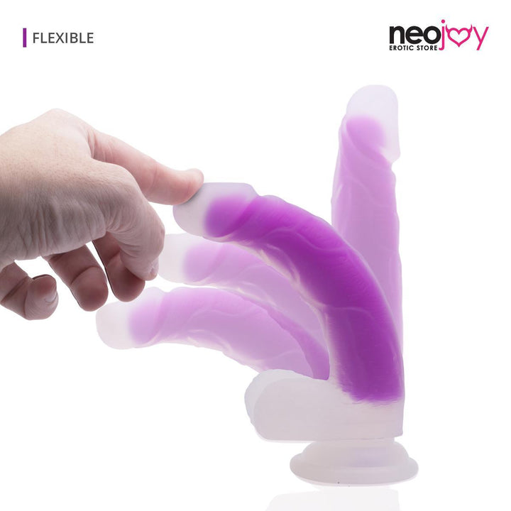 Neojoy - Pure Silicone transparent and luminous Dildo - Purple - lucidtoys.com