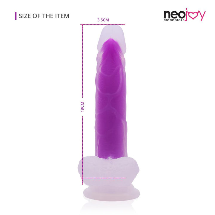 Neojoy - Pure Silicone transparent and luminous Dildo - Purple - lucidtoys.com