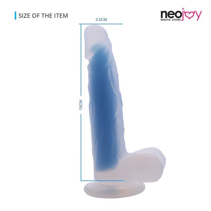 Neojoy - Pure Silicone transparent and luminous Dildo - Blue - lucidtoys.com