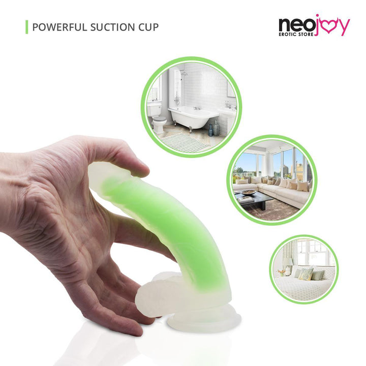 Neojoy - Pure Silicone transparent and luminous Dildo - Green - lucidtoys.com