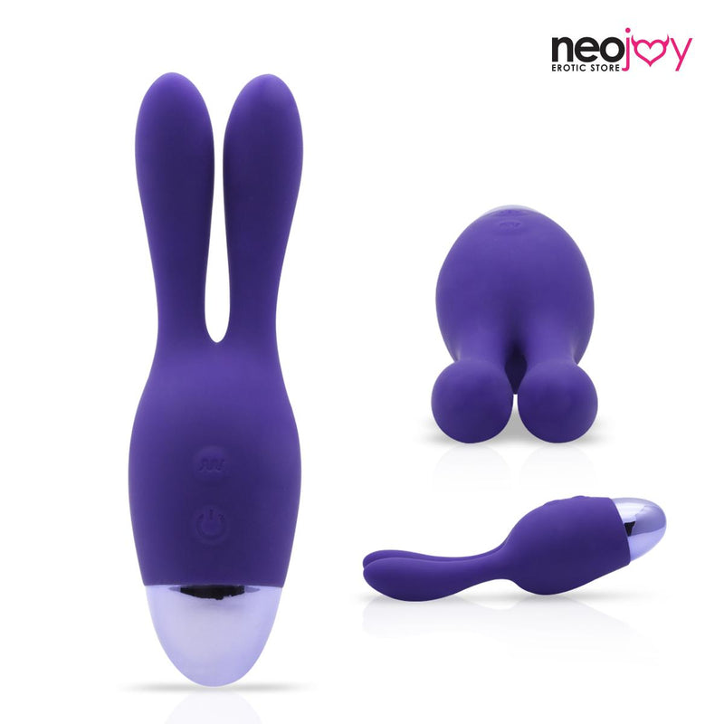 Neojoy Bunny Ears Silicone Clitoral Vibrator USB Rechargeable 10-Speed Functions - Purple video