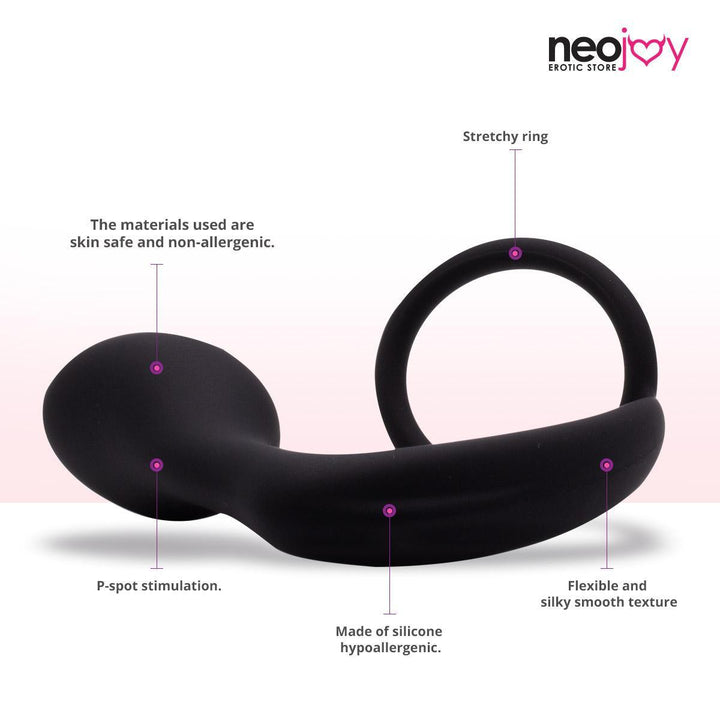 Neojoy Butt plug Silicone Black With Cock Ring  - 3.1 inch - 8 cm - Key Features