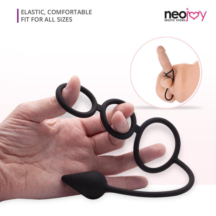 Neojoy Butt Plug with triple Ring - lucidtoys.com