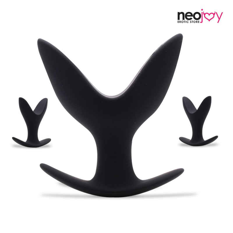 Neojoy Super Expandable Butt Plug Silicone Black With Flat Base Large video