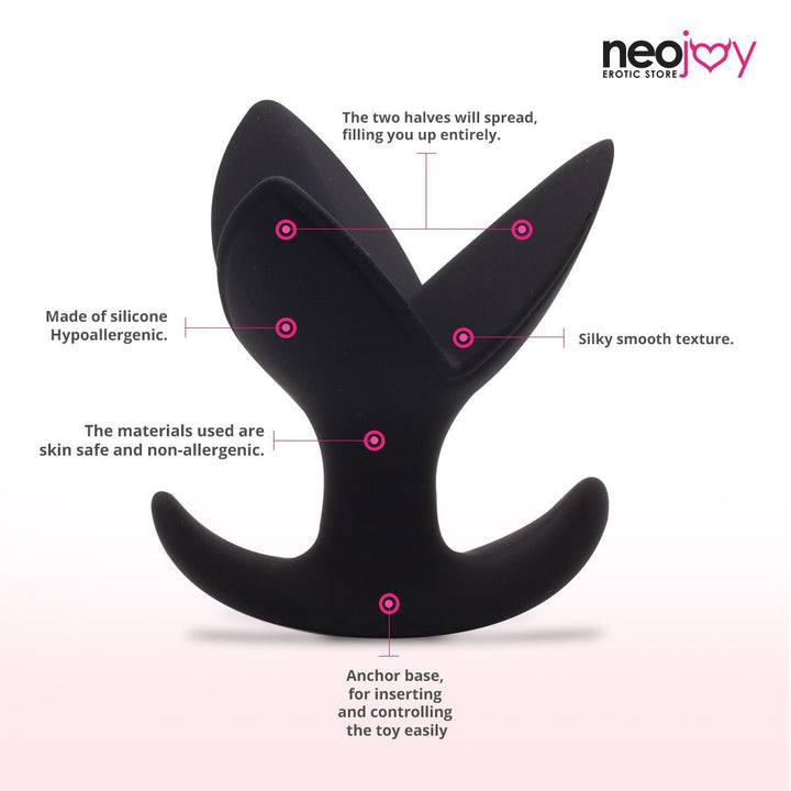Neojoy Expandable Triple Butt Plug Silicone Black With Flat Base Butt Plugs - lucidtoys.com Dildo vibrator sex toy love doll
