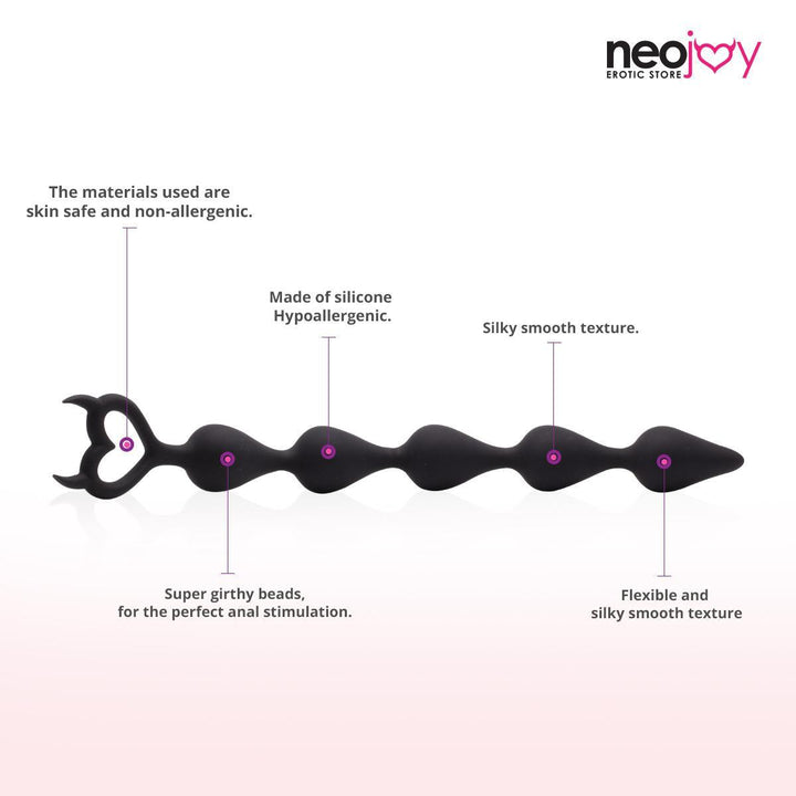 Neojoy Devil Anal Beads Silicone Black - 14.6 inch - 37cm Anal Beeds - lucidtoys.com Dildo vibrator sex toy love doll
