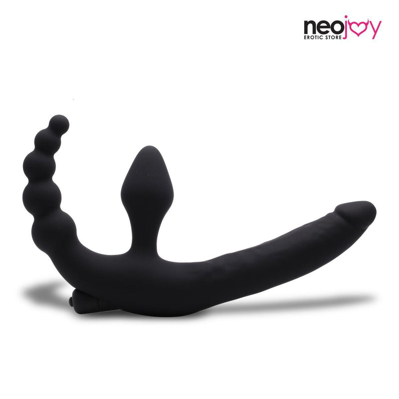 Neojoy Strapless Triple Vibrating Dildo Silicone For Solo and Couple - Black 13.77 inch- 34cm video