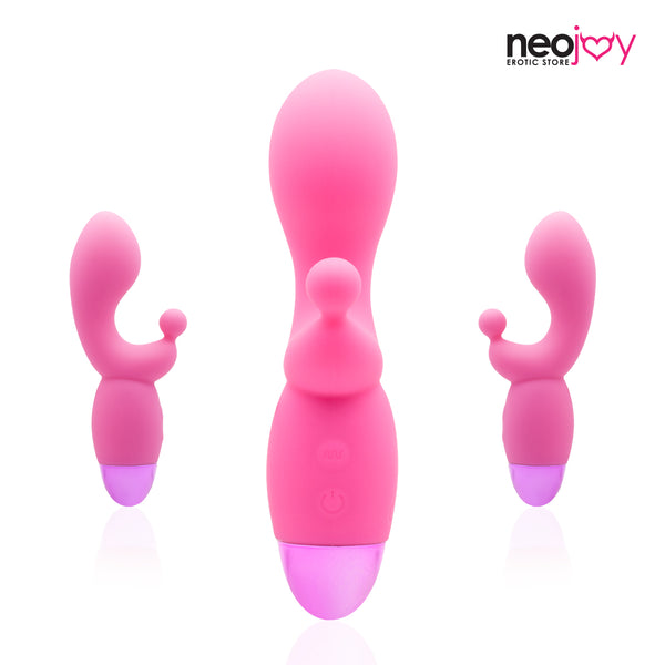 Neojoy G-Clit Dual Silicone Rabbit Vibrator USB Rechargeable 10-Speed Functions - Pink