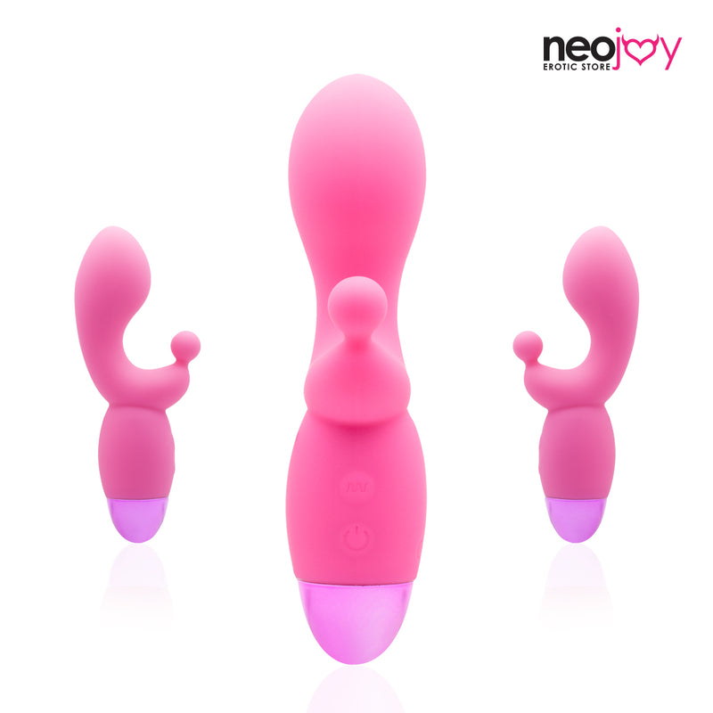 Neojoy G-Clit Dual Silicone Rabbit Vibrator USB Rechargeable 10-Speed Functions - Pink video