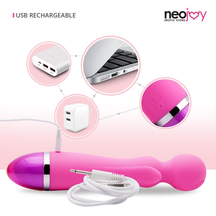 Neojoy Wand Vibrator Silicone USB Rechargeable 3-Speed 9-Functions - Lucidtoys