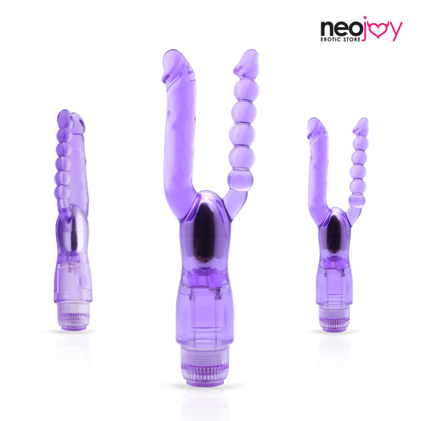 Neojoy Dual Female Massager Dildo Vibrator Multiple Speed Function Soft TPE Purple - 7 Inch - 18 cm