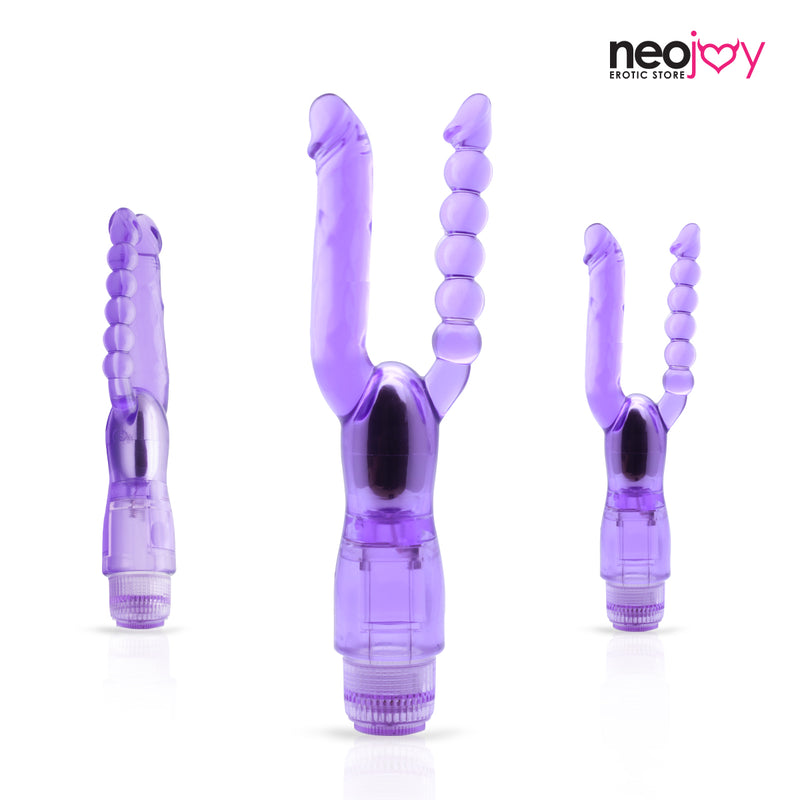 Neojoy Dual Female Massager Dildo Vibrator Multiple Speed Function Soft TPE Purple - 7 Inch - 18 cm video