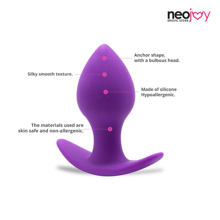 Neojoy Classic Butt Plug Silicone Purple with Rounded Base - 3.4 Inch - 8.5 cm - Lucidtoys