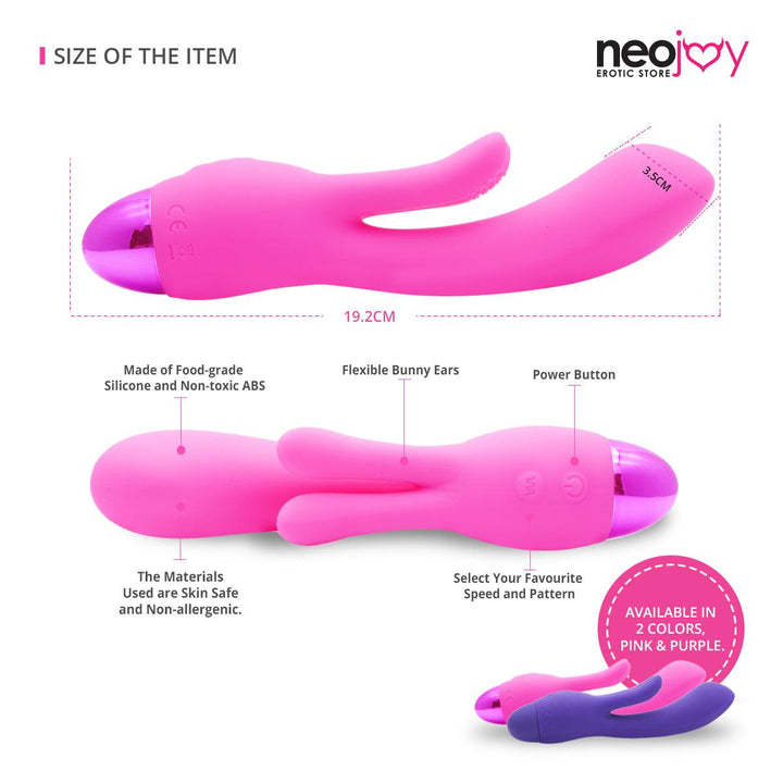 Neojoy G-spot Clit Silicone Vibrator 10-Speed Functions - Rechargeable - Lucidtoys