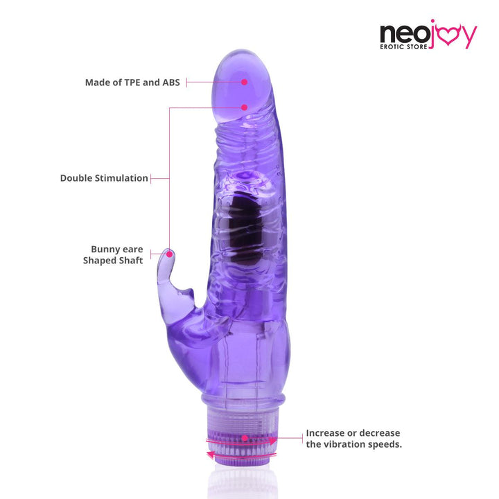 Neojoy Jelly Rabbit Vibrator Multiple Speed Functions Soft TPE - Lucidtoys