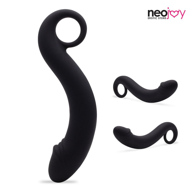 Neojoy Anal Curvy Dildo silicone - Black 6.8 inch -17.5cm video